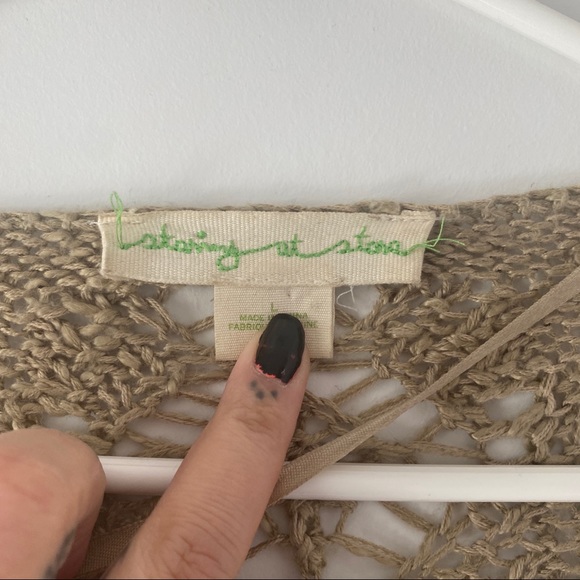 Tan Crochet Shawl Cardigan - Picture 3 of 5